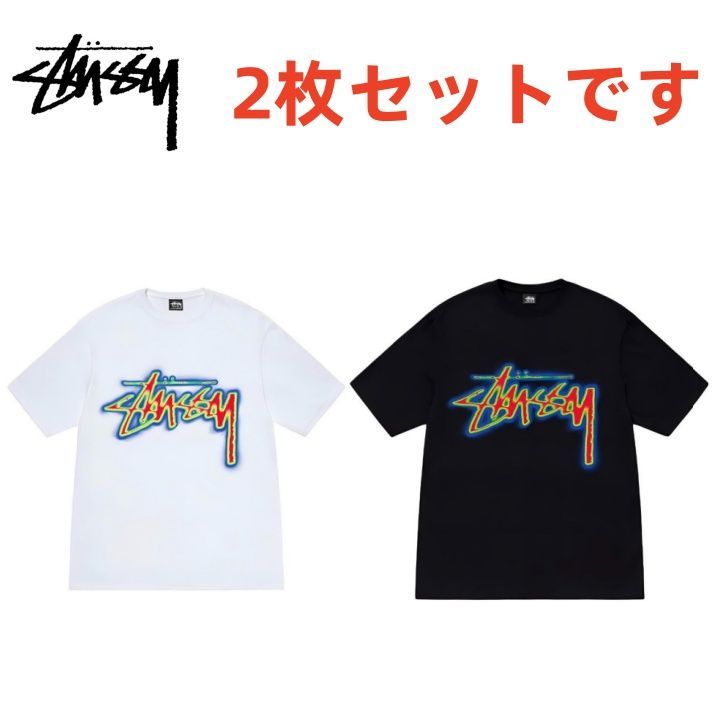 2枚セット】STUSSY サーモグラフィー プリント Tシャツ 黒 白