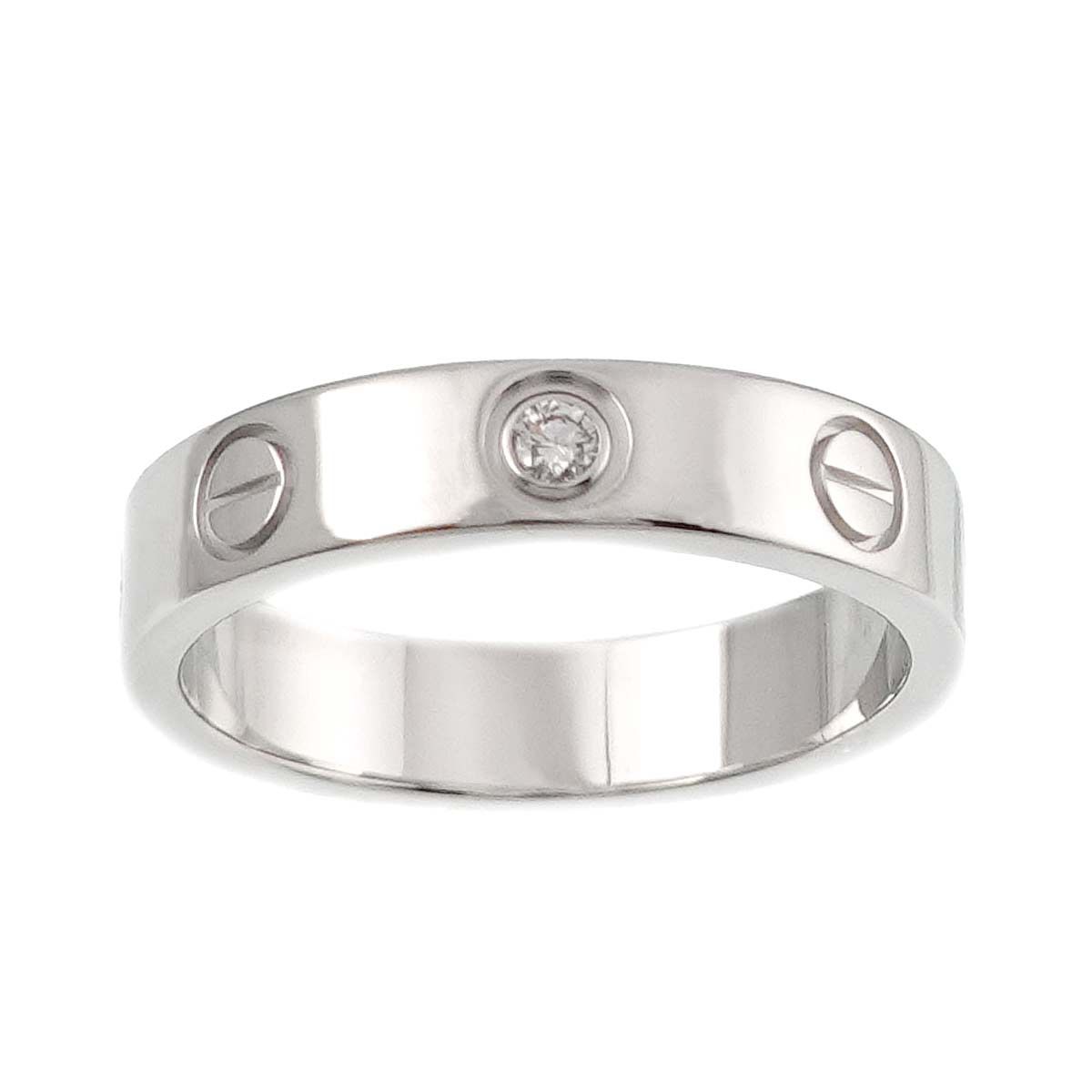 カルティエ Cartier ミニラブ #48 ダイヤ 1P リング K18 WG ホワイト