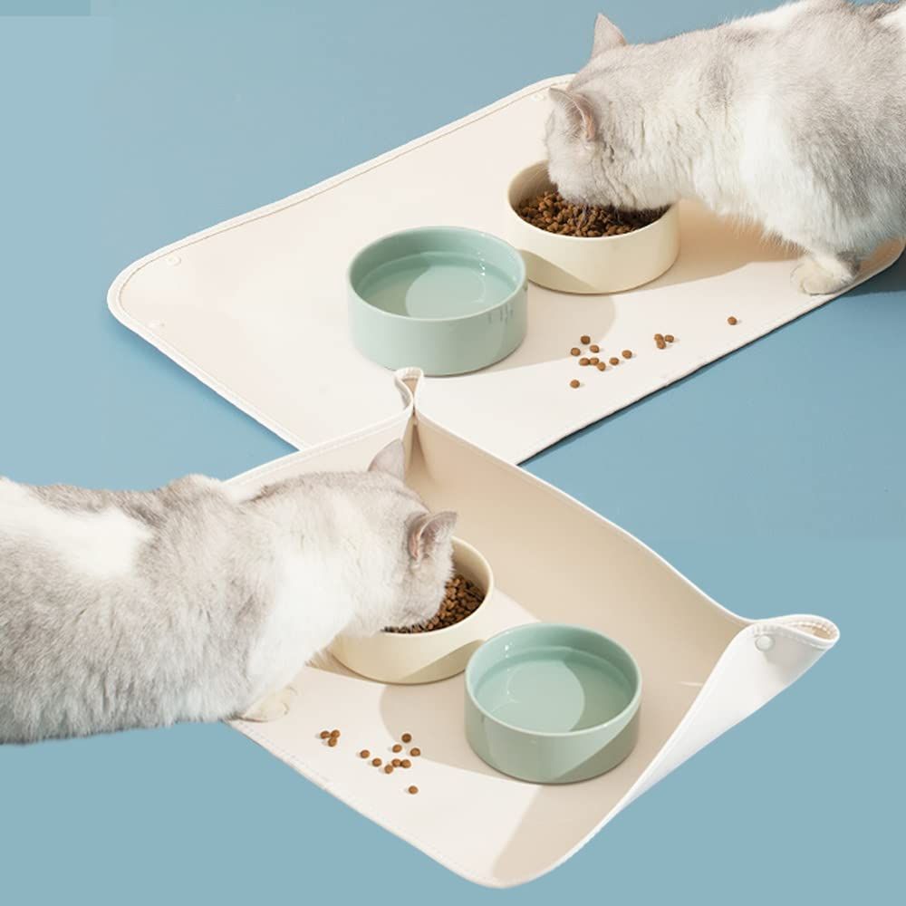 WOMLEX ペット食事マット 猫犬用 53x38cm PUレザーです製 防水