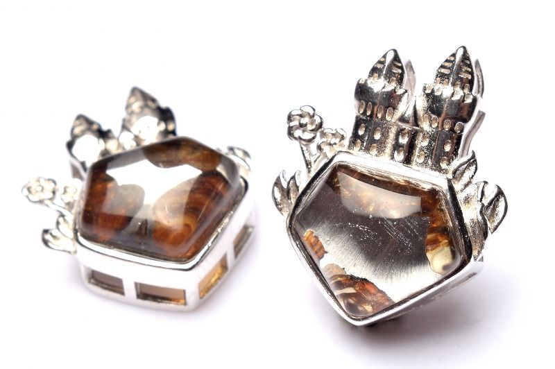 シルバー925◇希少 パラサイト隕石 10x12mm キャッスル ペンダント