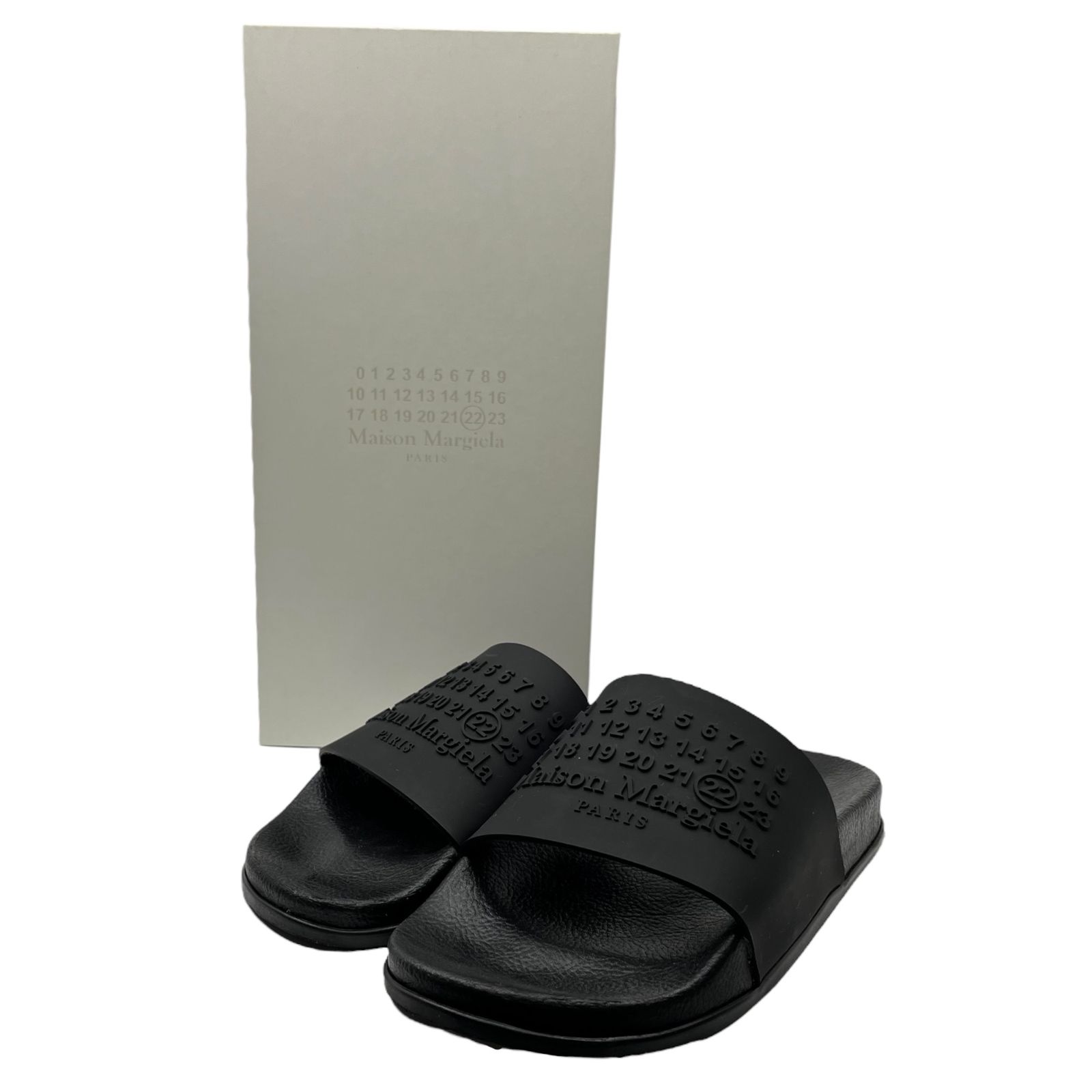 MAISON メゾンマルジェラ 20 SS Calendar logo slide sandals カレンダーロゴ スライド サンダル 40 25.5 26 cm程度 ブラック シャワー ラバー レザー