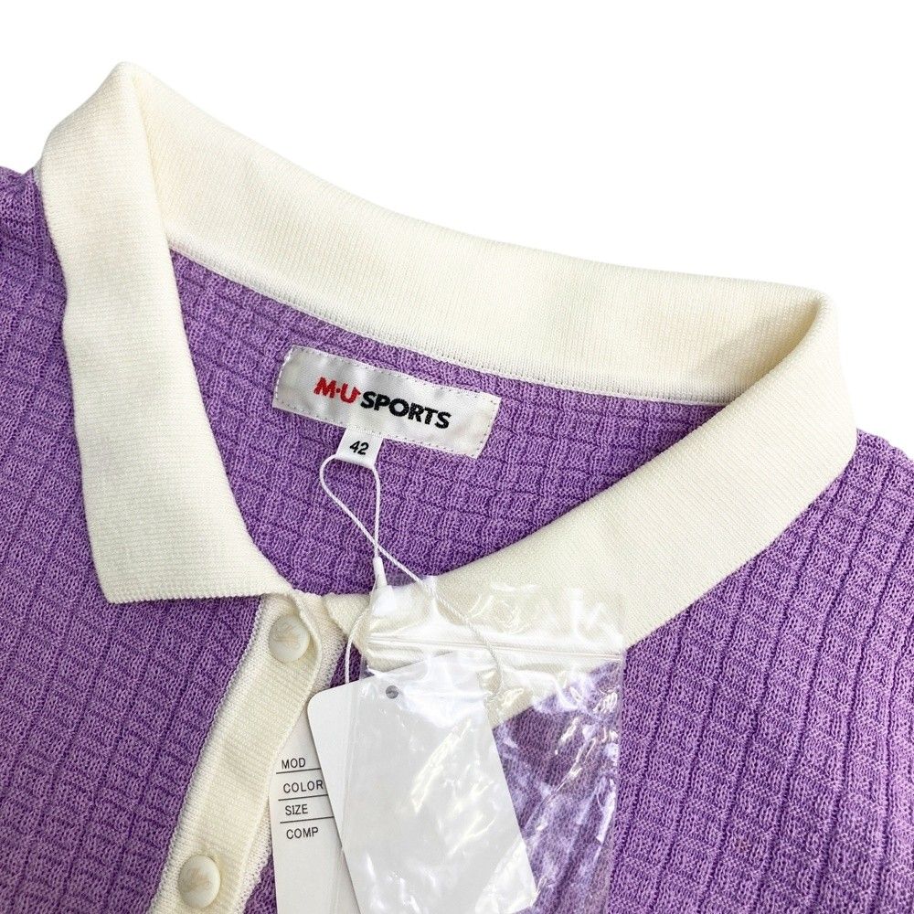 サイズ 42 M.U SPORTS エムユースポーツ 半袖 ニットワンピース パープル系 240101520601 ゴルフウェア レディース ストスト WHITEMONARCHHOTEL_COM