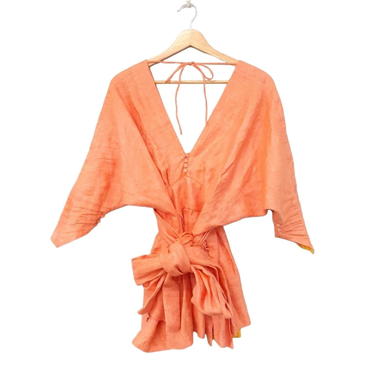 MYLAN マイラン チュニック サイズF レディース - オレンジ Vネック|長袖|麻