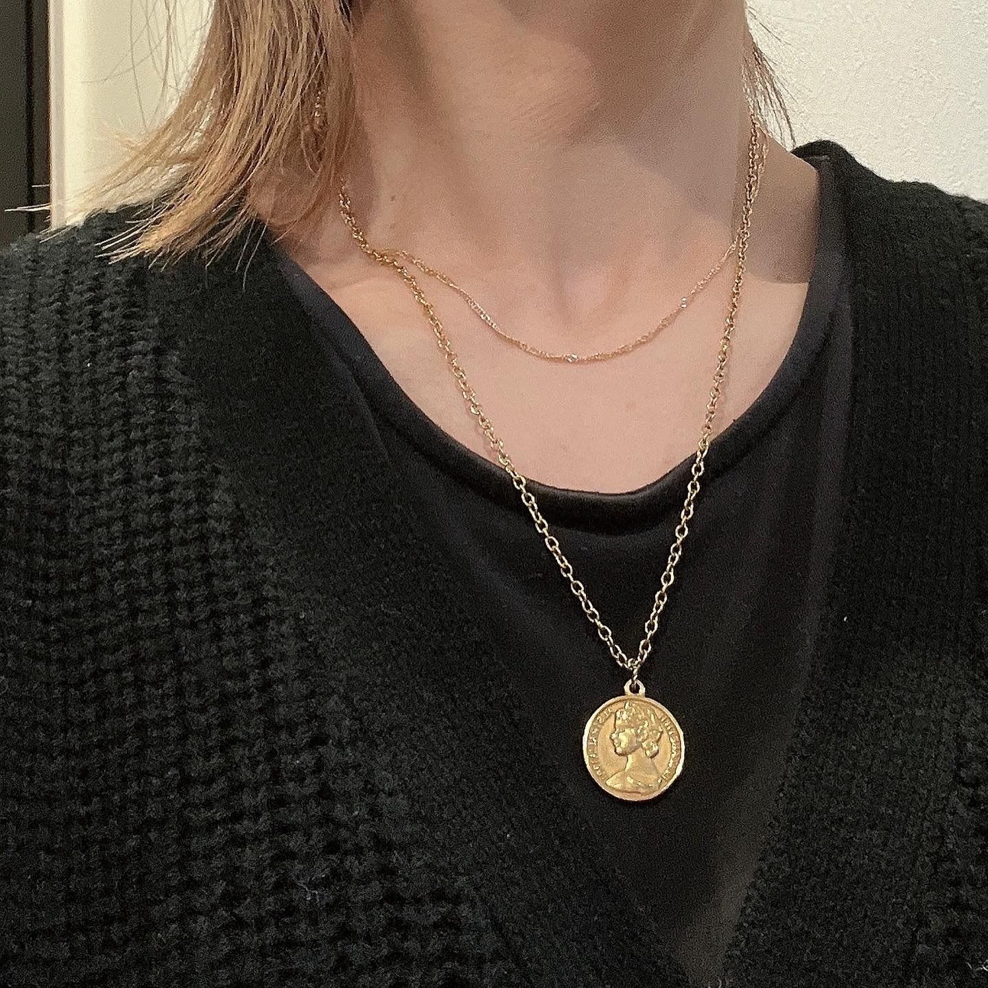 人気 トレンド ゴールド コインネックレス 金属アレルギー対応 - メルカリ