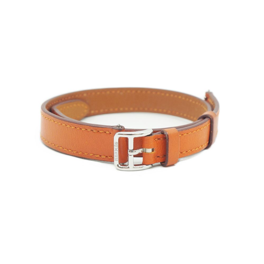 栄 エルメス 革ベルト □Q刻印 2013年製造 オレンジ SV金具 腕時計ベルト 小物 アクセ 箱