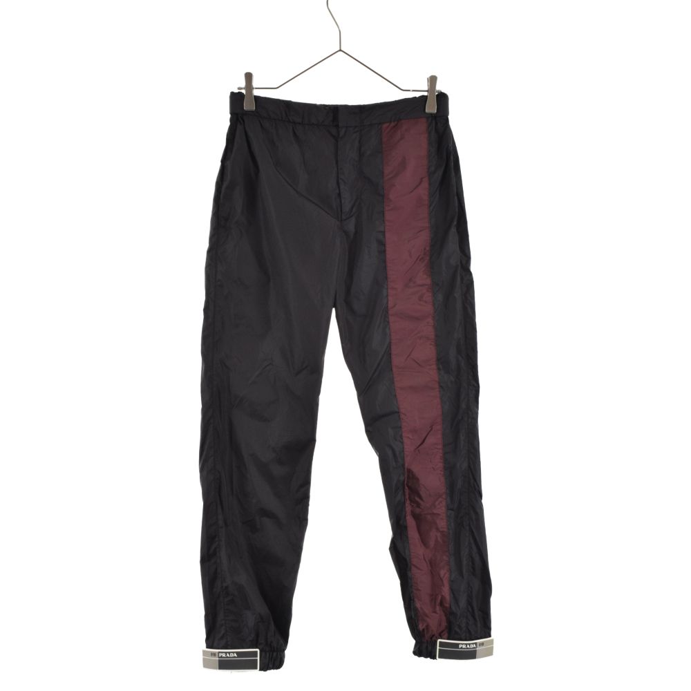 PRADA (プラダ) 18SS Nylon Trousers Contrasting Band ナイロン トラウザーズ コントラストバンド トラック  パンツ ブラック UP0004 S181 1QZH - メルカリ