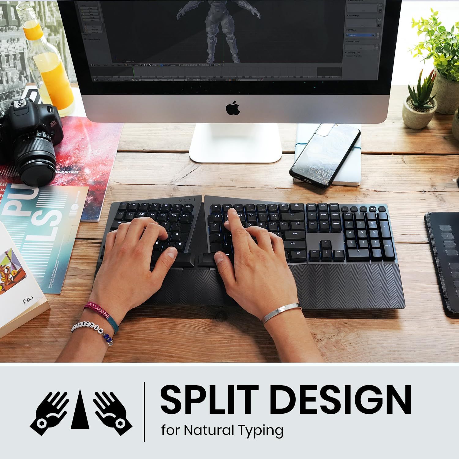 ワイヤレスエルゴノミクスメカニカルキーボード RGBバックライト青軸充電式 PERIBOARD-835BL Bluetooth マルチデバイス接続 ペリックス Windows|Mac OS対応 Perixx - 米国英語配列