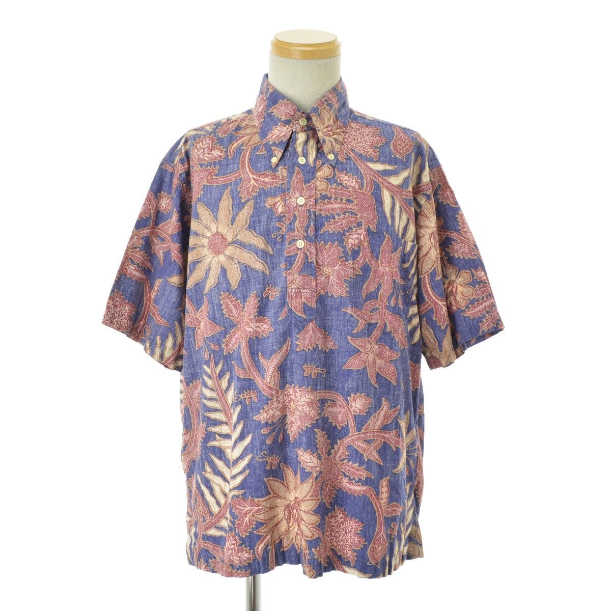 【REYNSPOONER】乳首ありタグ 総柄プルオーバー半袖シャツ