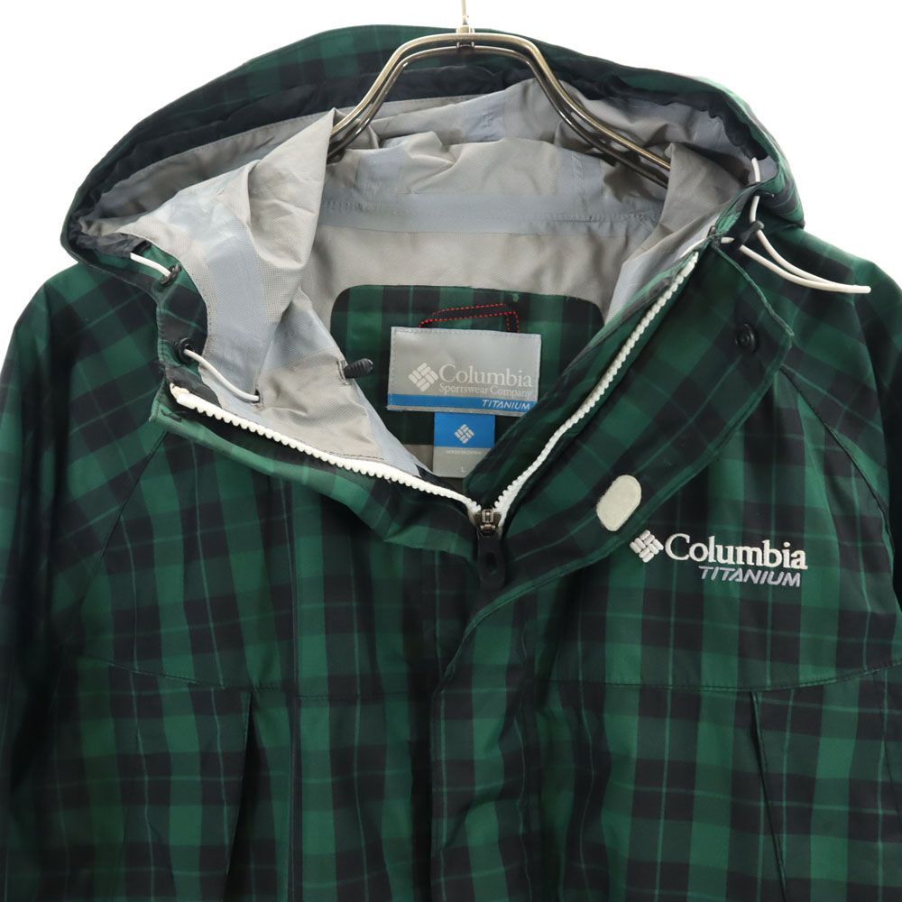 Columbia OMNI-TECH ウエア チェック柄 古着 緑 Lサイズ コロンビア アウトドア チェック柄 タイタニウム マウンテン