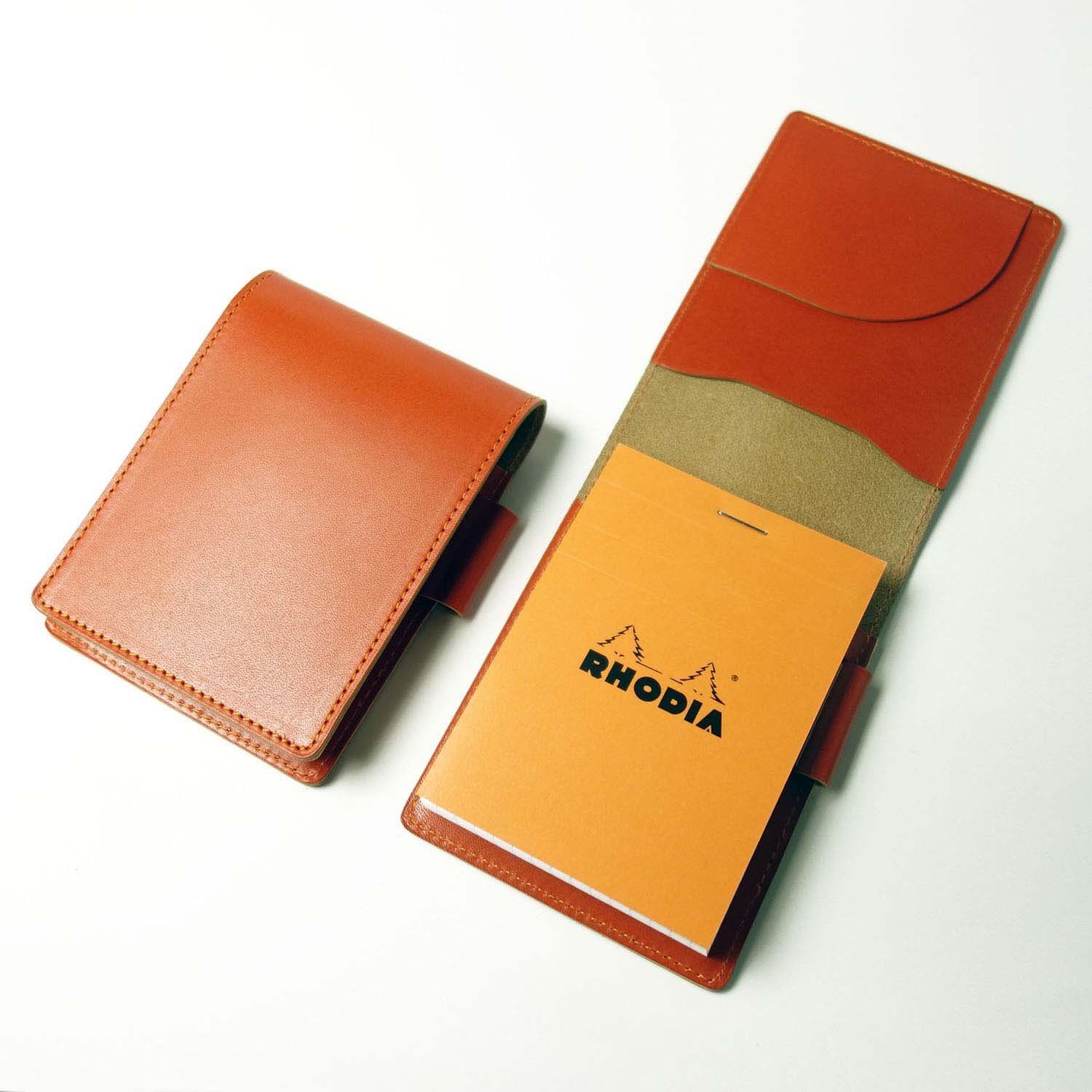 オレンジ ロディア カバー No.11 サイズ 本革 メモ帳一冊付き オレンジ