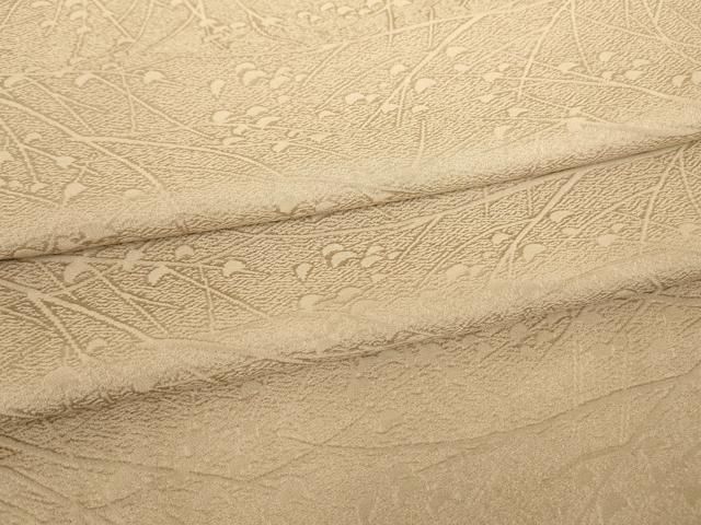 平和屋着物▽上質な色無地 単衣 枝葉地紋 白茶色 正絹 DAAX3122az