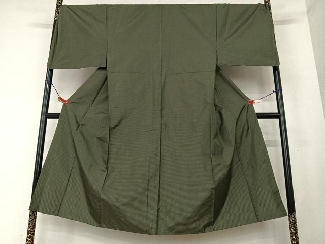 平和屋着物○男性 紬 色無地 柳煤竹色 正絹 逸品 未使用 AAAZ7209ck 