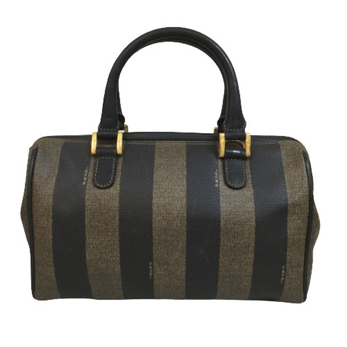 FENDI ペカン柄 ミニボストン ハンドバッグ VINTAGE ペカン柄ミニボストンバッグ カーキ×ブラウン ヴィンテージ