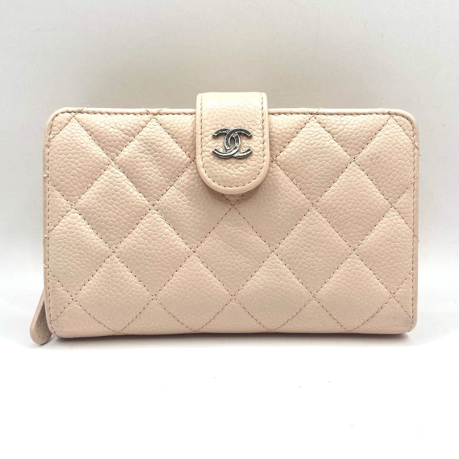 453】美品 CHANEL/シャネル マトラッセ キャビアスキン コンパクト 