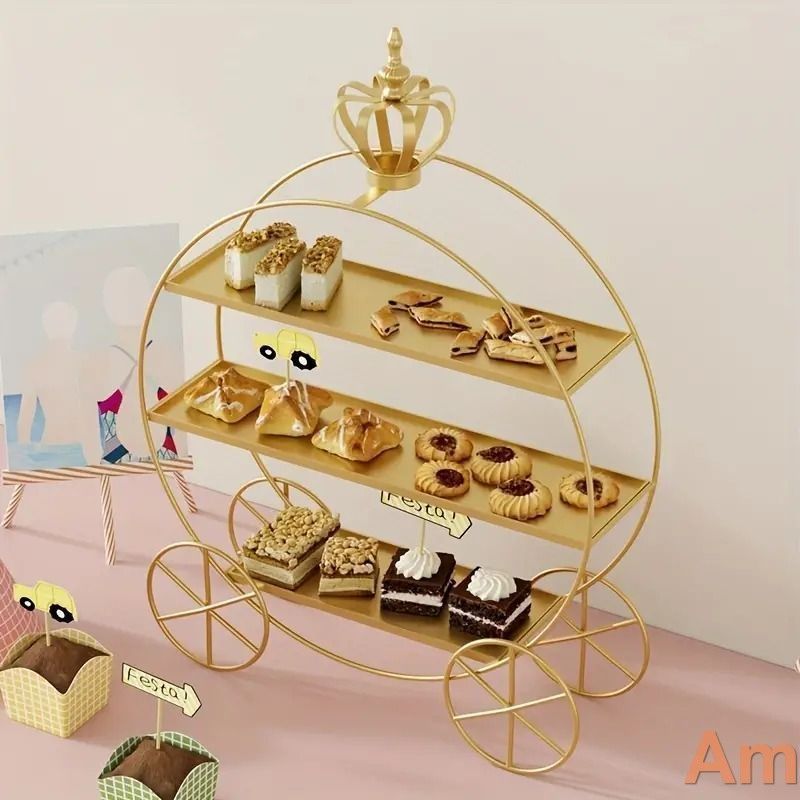 ケーキスタンド アフタヌーンティー サークル ゴージャス 高見え パーティ用 結婚式 誕生日 3段 ゴールド アフタヌーンティースタンド GMS02396 ケーキスタンド アフタヌーン