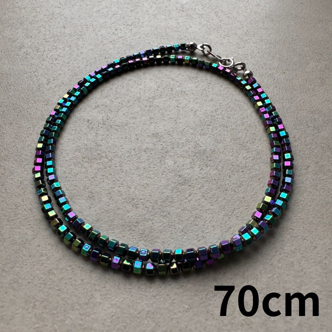 新商品】70cm ヘマタイトネックレス レインボーヘマタイト使用