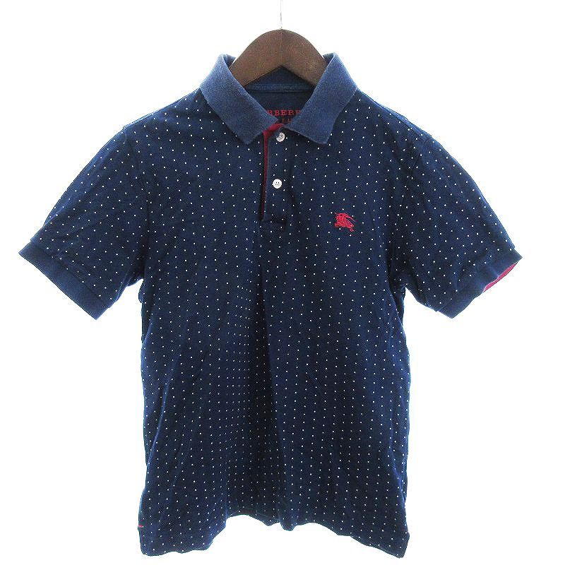 【新品】BURBERRY BLACK LABEL ブルー地ドット柄 バーバリーブラックレーベル BURBERRY BLACK LABEL ポロシャツ
