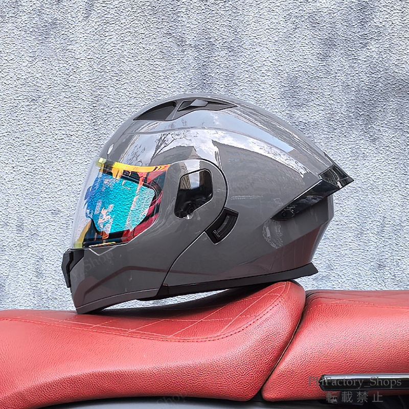 バイクヘルメット フリップアップヘルメット フルフェイスヘルメット DOT承認 クラッシュヘルメット 耐久性 安全性 通気性 男女兼用 ライトグレー A141