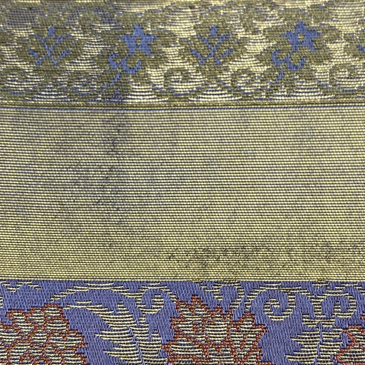未着用　袋帯　箔屋清兵衛　本金箔　名物裂間道　横縞　唐花　着物　044a p 7d055a4f54b7f9408aab63e6920dcd