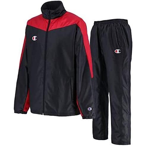 チャンピオン(Champion) ウインドブレーカージャケットu0026パンツ上下セット C3-NSC20-098 u0026 C3-NSD20-090 ブラックレッド/ブラック Sサイズ