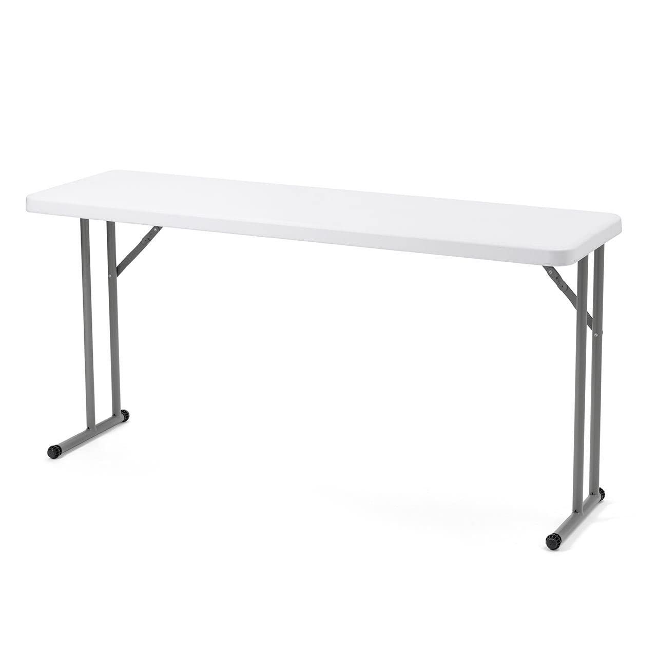 サンワダイレクト 折りたたみテーブル 幅152cm×奥行45.5cm 軽量9.1kg 会議テーブル 屋外 樹脂天板 ホワイト 100-FD022W