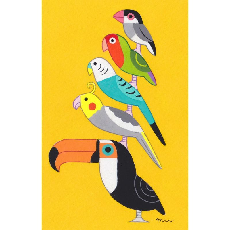 原画「小鳥ブレーメン」文鳥/鳥/イラスト/絵/アート/絵画/北欧/暮らしの道具店