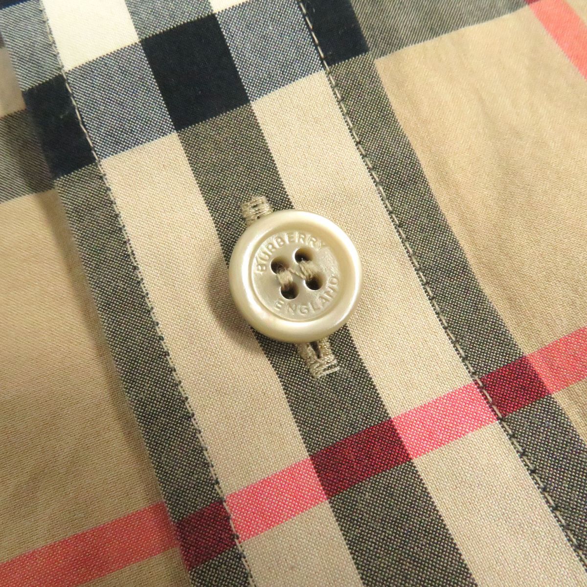 良品□BURBERRY/バーバリー 8020863 ノバチェック柄 ロゴボタン 