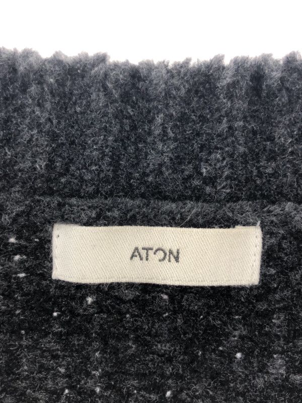 ATON エイトン WOOL MOLE ウールVネックニットセーター グレー 02 ATON エイトン WOOL MOLE ウールVネックニットセーター グレー