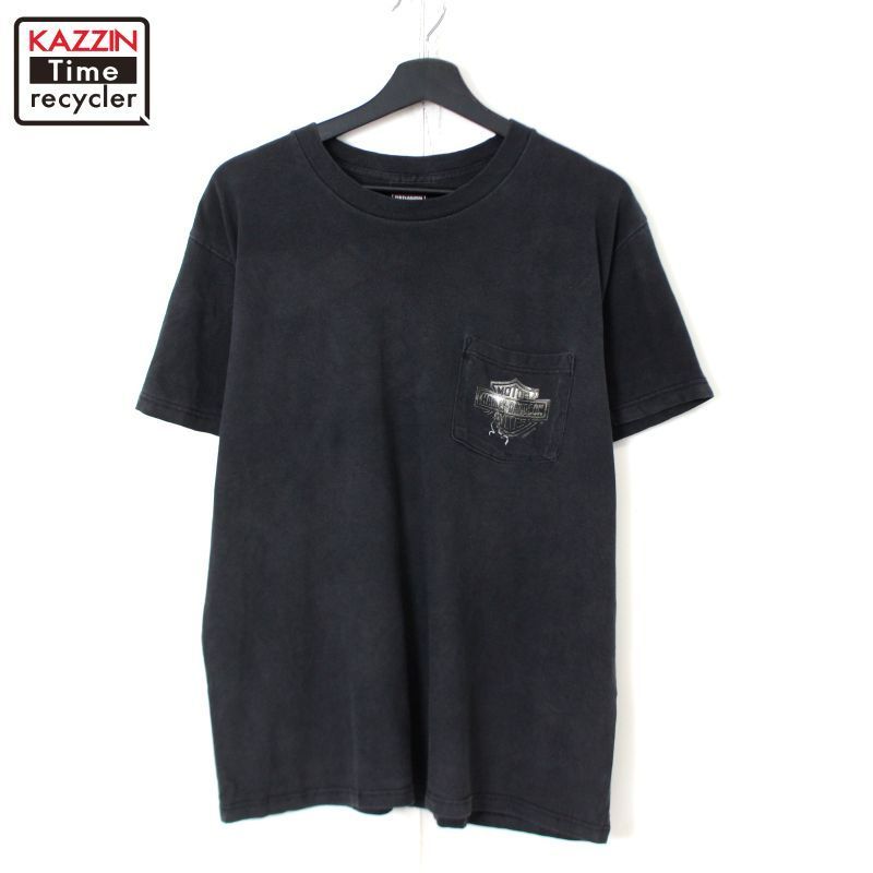 00s USA製 HARLEY DAVIDSON ポケット付き 半袖Ｔシャツ メンズ 表記Lサイズ