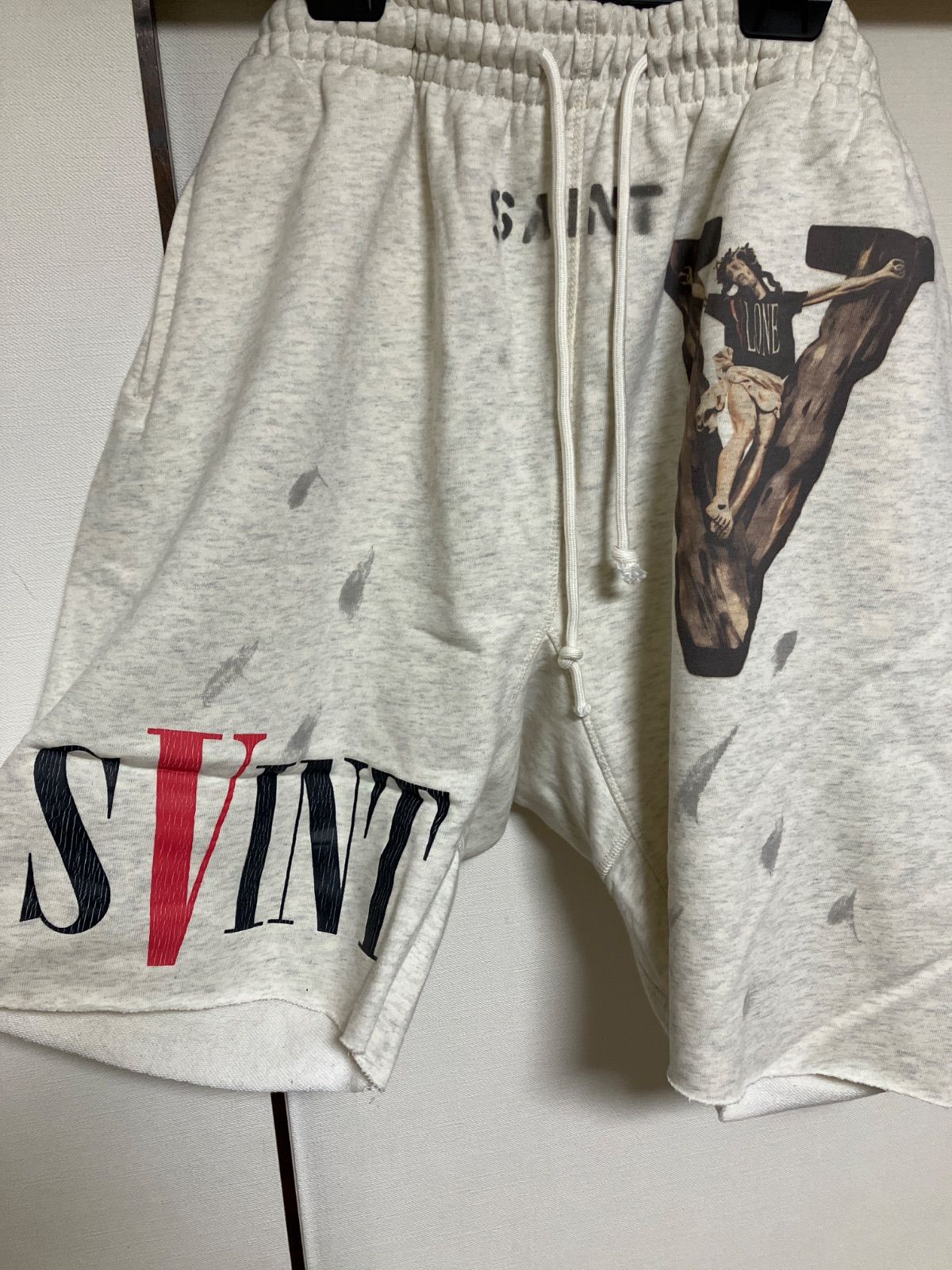 SAINT MICHAEL SWEAT SHORTS/VLONE/GRAY セントマイケル ヴィーロン コラボ スウェットパンツ Lサイズ - メルカリ