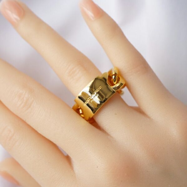 SAINT LAURENT ロゴプレート チェーンリング 19号 新品□正規品□送料無料□ギフト包装無料】サンローラン Saint Laurent