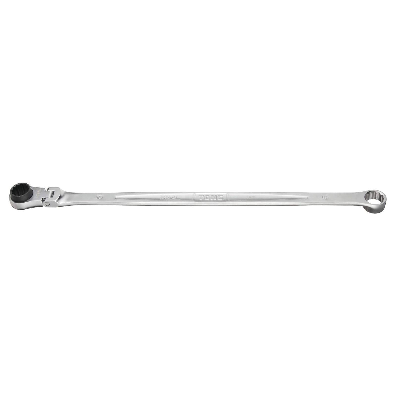 RMA-19L:二面幅:19mm トネ(TONE) 超ロング首振ラチェットめがねレンチ RMA-19L 二面幅19mm