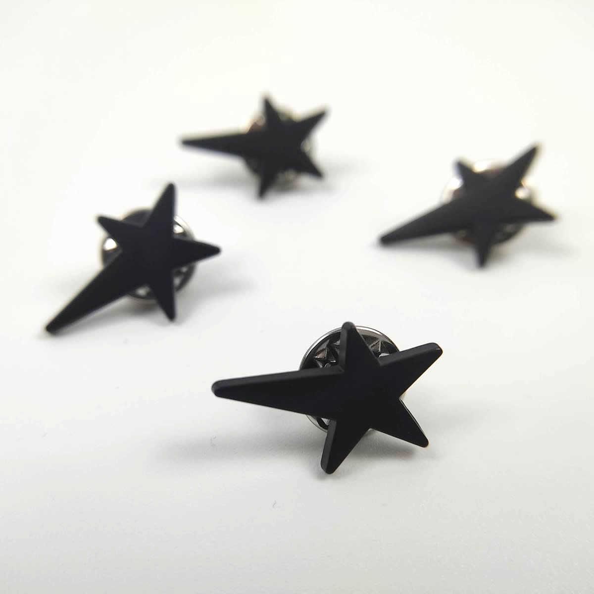星 五角形 ピンバッジ ピンズ 流れ星 ブラック 4個セット スター