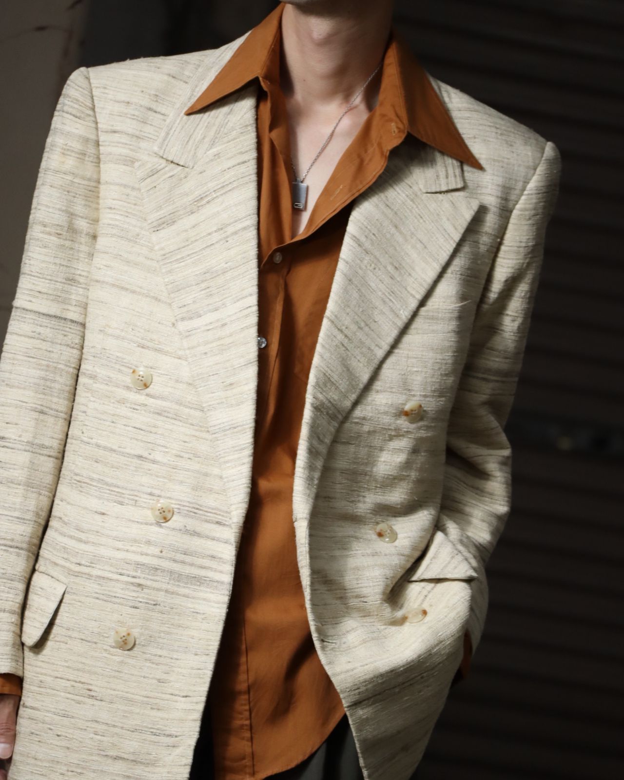 1990s melange double breasted tailored jacket écru メランジ 