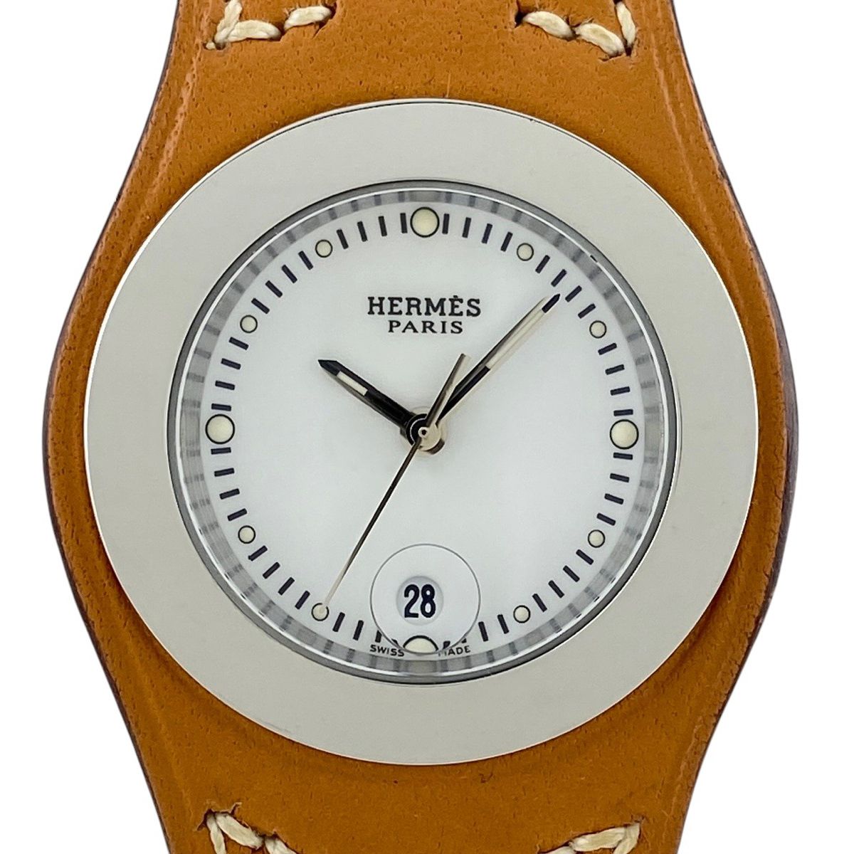 エルメス HERMES アーネ HA3.210 腕時計 SS レザー クォーツ ホワイト