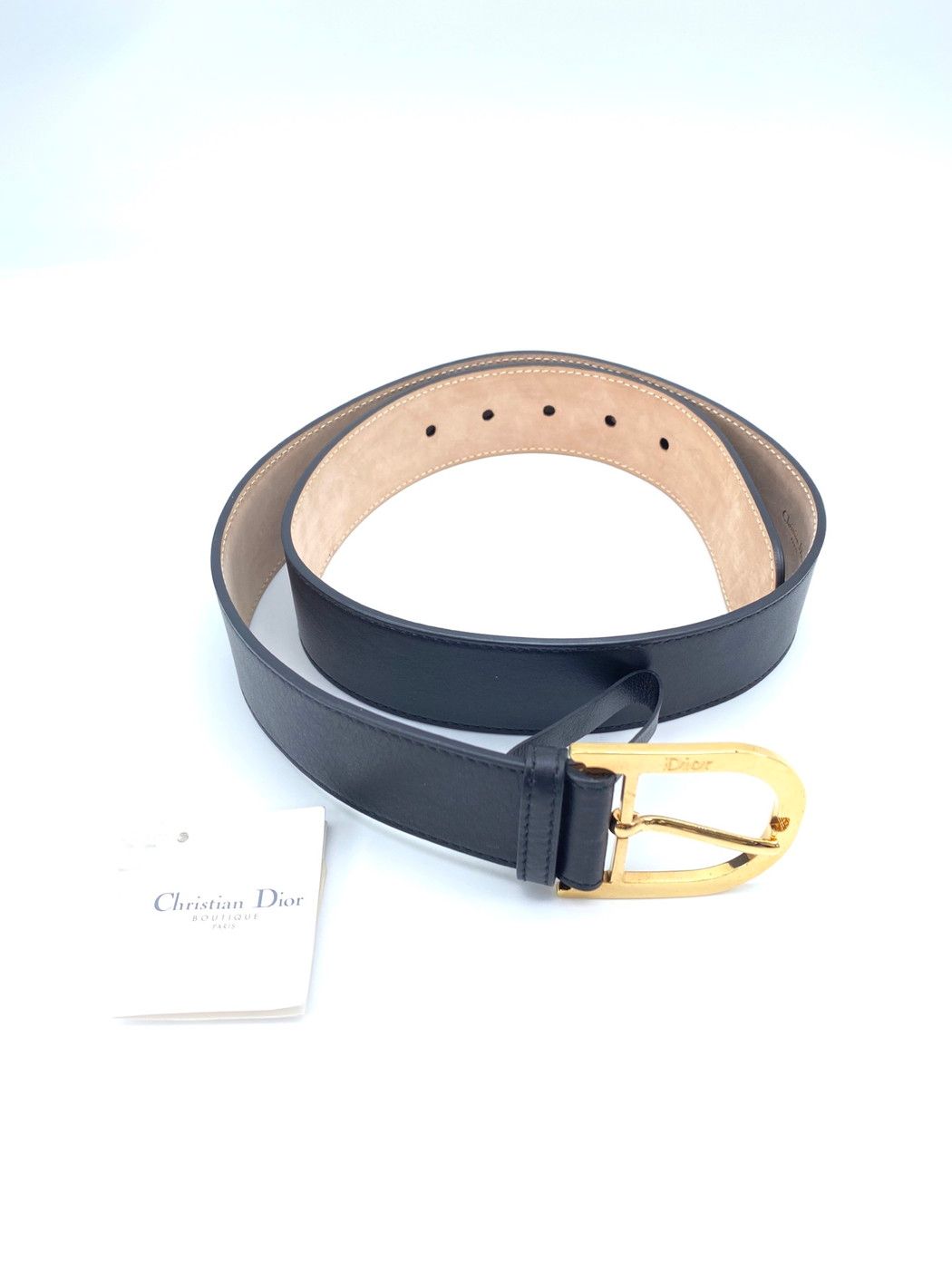 Dior Dロゴ バックル レザー ベルト タグ付き 未使用 黒 9381 Dior ディオール Dロゴ バックル レザー ベルト タグ付き 未使用