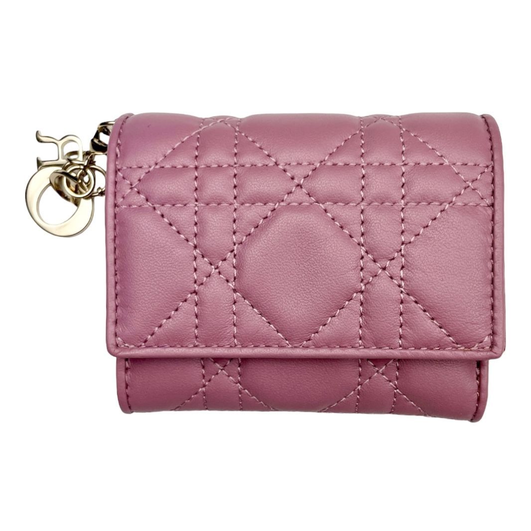 【美品】Dior ディオール  カナージュ ロータスウォレット 三つ折り財布