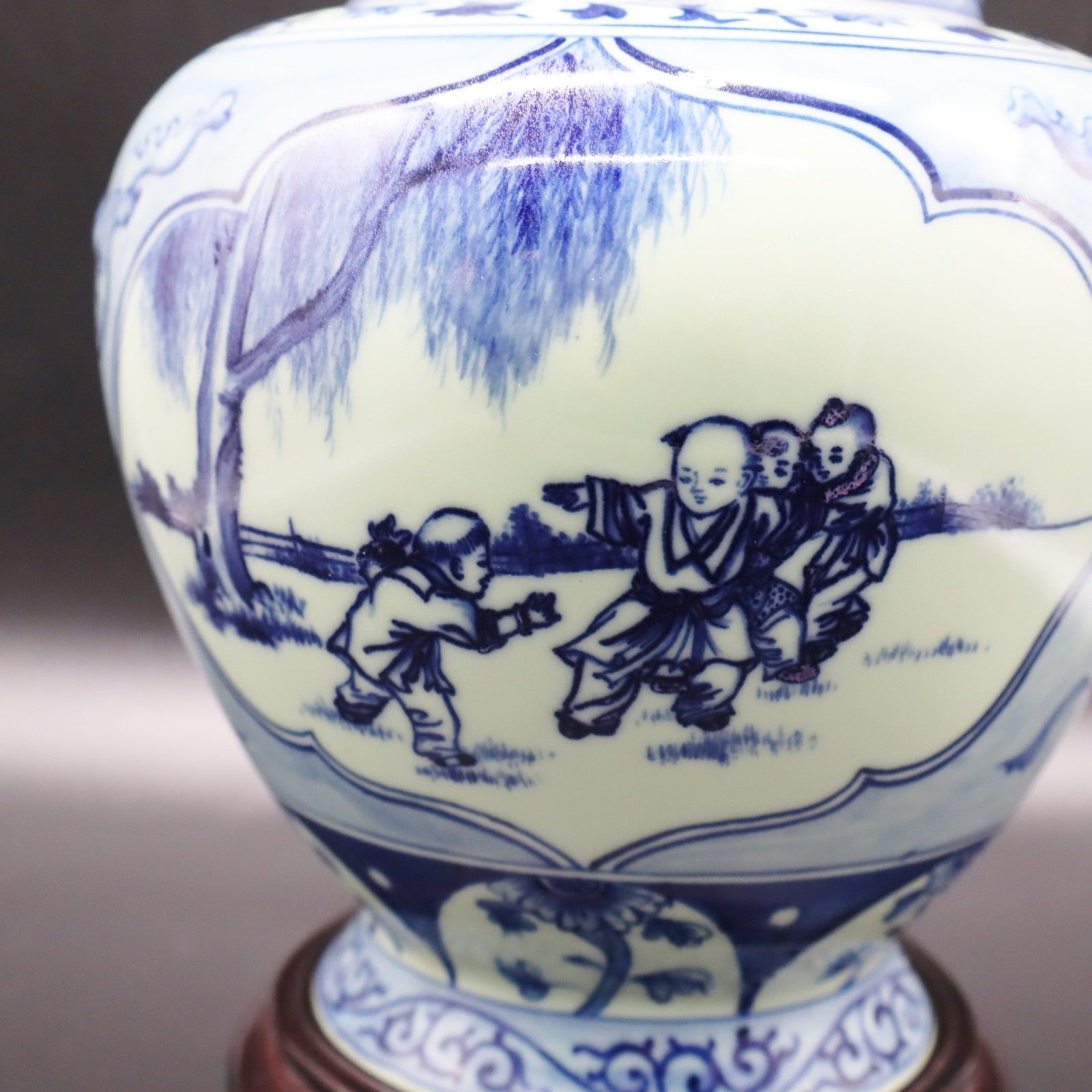 △高さ約29cm ｜陶器製 花瓶 蓋付き インテリア 置物｜ 骨董 古