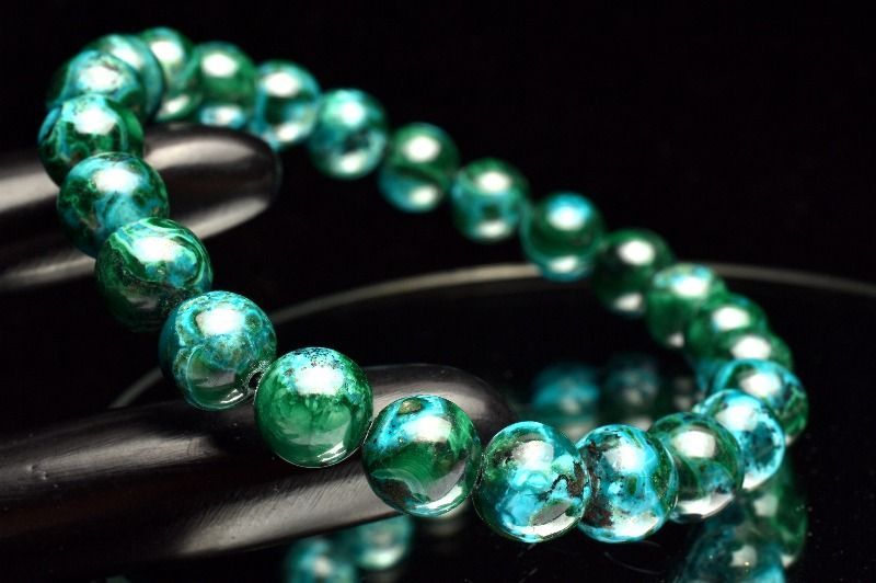 1点物】希少AAA☆アメリカ産 クリソコラインマラカイト 7.5-8mm