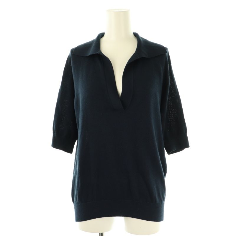 ドゥーズィエムクラス DEUXIEME CLASSE 25SS SOIE POLOSHIRT トップス ポロニット カットソー シルク 紺 |MI OS SH