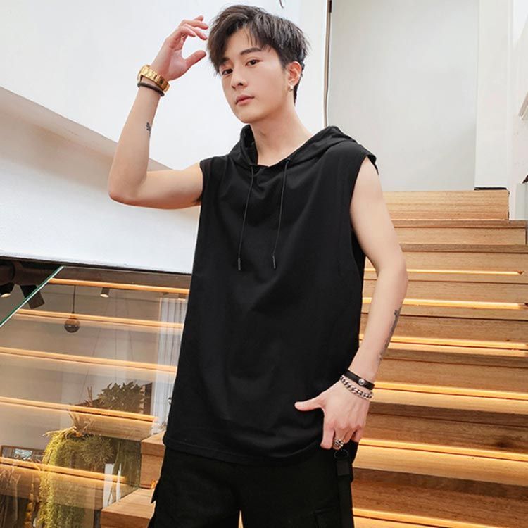 DIESEL メンズ フード付きパーカー ノースリーブ 重ね着