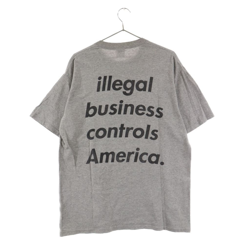 SUPREME (シュプリーム) 05SS illegal business controls America Tee  イリーガルビジネスコントロールフォトプリントクルーネック半袖Tシャツ グレー