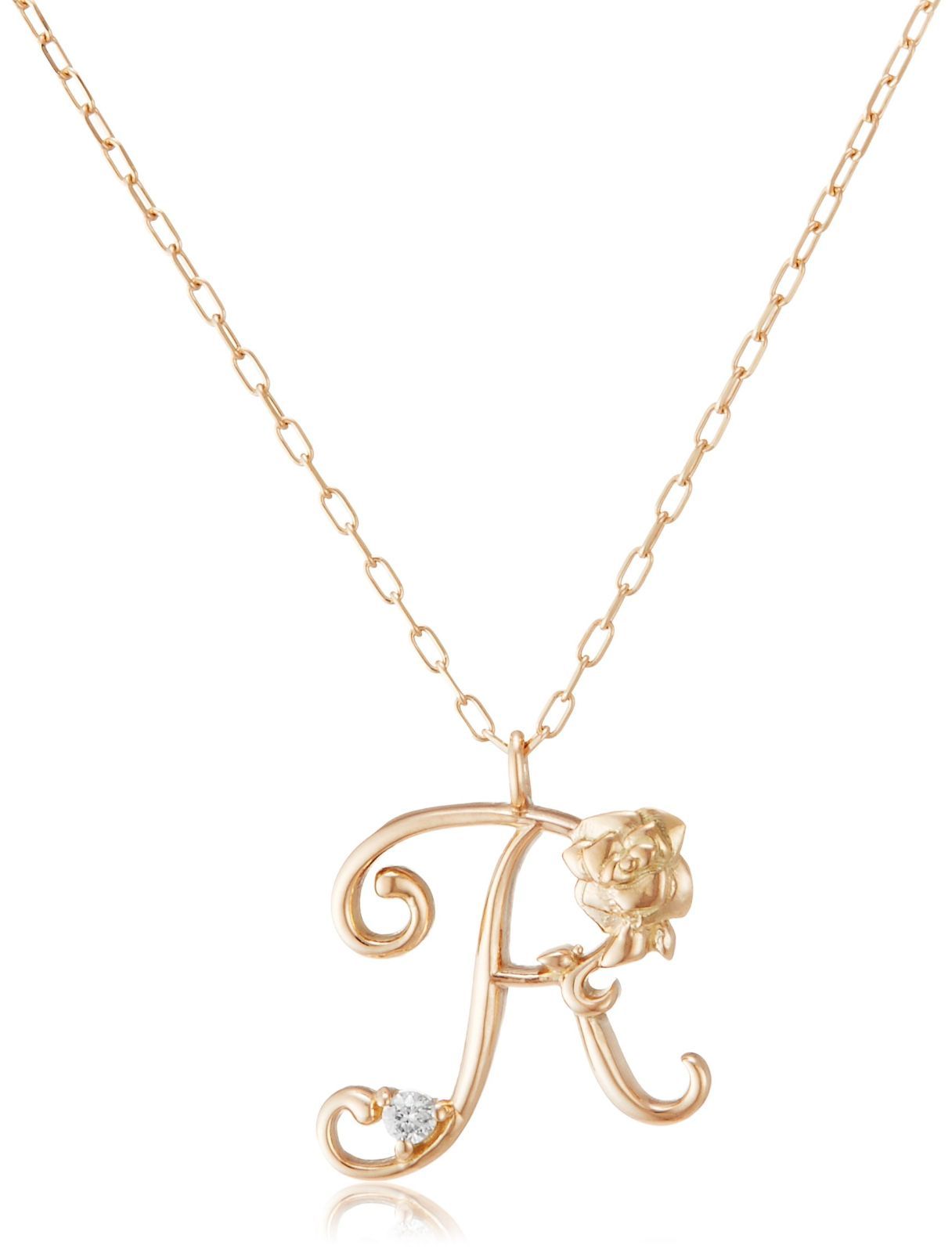 数量 キャーロ ディ ディアマンテ CHIARO DI DIAMANTE K10ピンクゴールド×ダイヤモンド ローズイニシャル R ペンダントネックレス CHS546