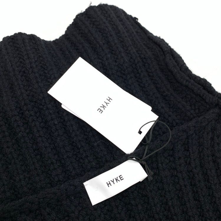 HYKE ハイク RIBBED TURTLENECK SWEATER CAPE リブタートルネックセーターケープ フリンジニットベスト ブラック F  11249 - メルカリ