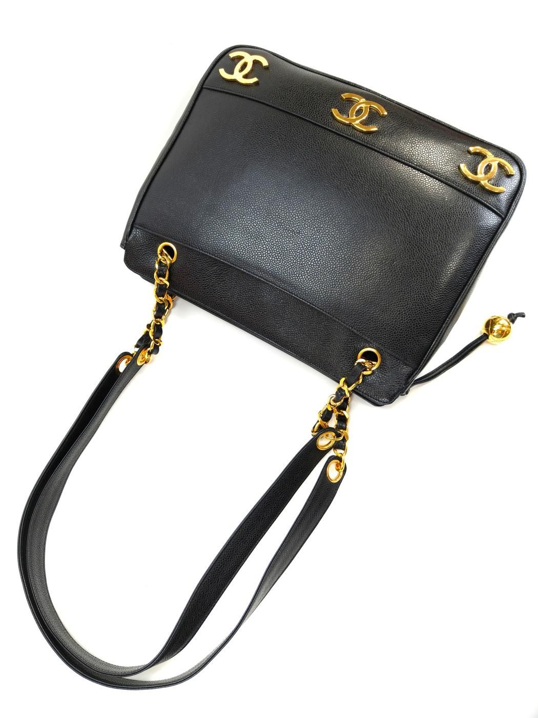 シャネル CHANEL トリプルココ チェーントート トートバッグ キャビアスキン ブラック 管理番号：10244 楽天市場】シャネル CHANEL トリプルココ チェーントート トートバッグ