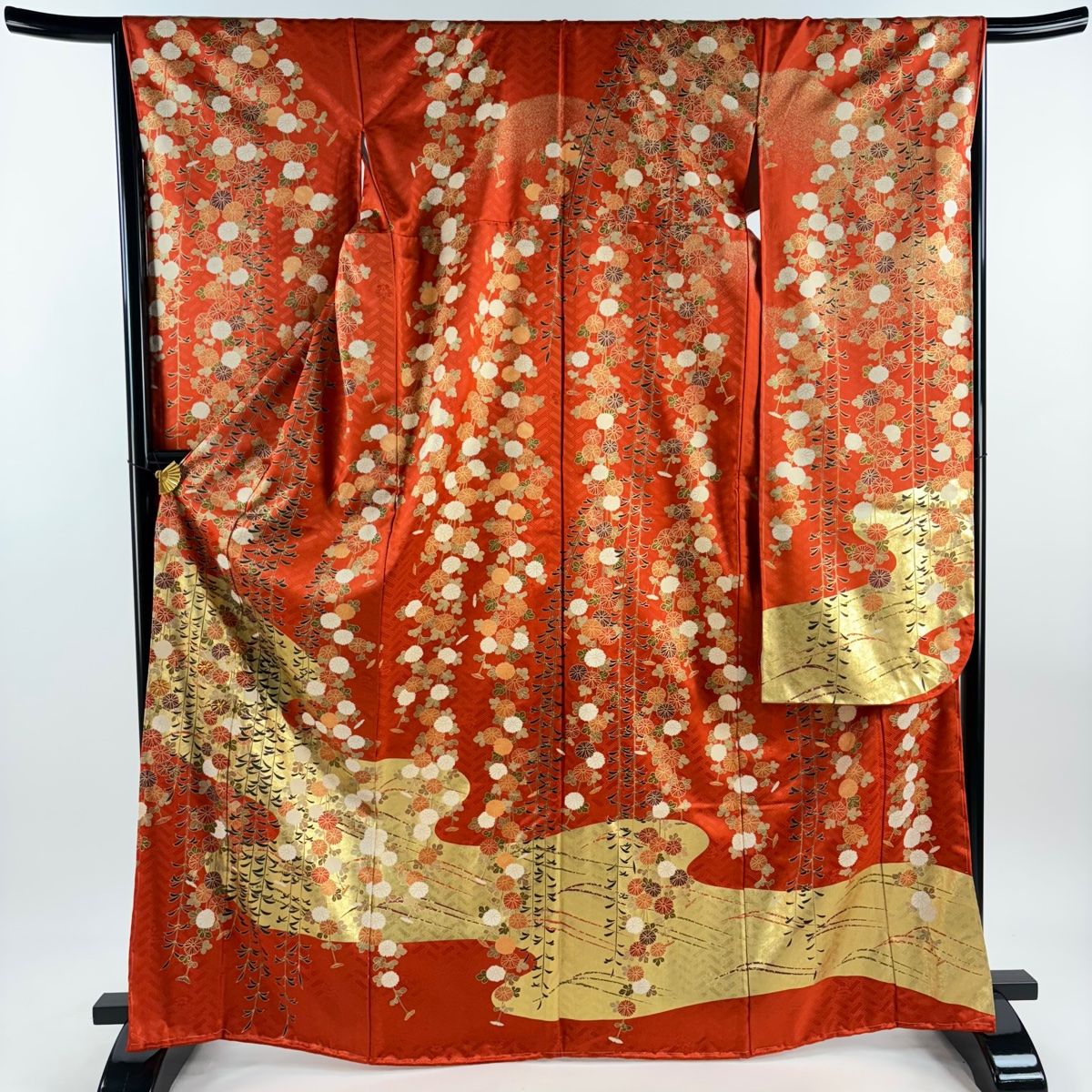 振袖 身丈168cm 裄丈65cm M 袷 吾妻徳穂 落款 菊 霞 金糸 金彩 朱色 正絹 WWW_NOITHATQUANGTHANH_NET