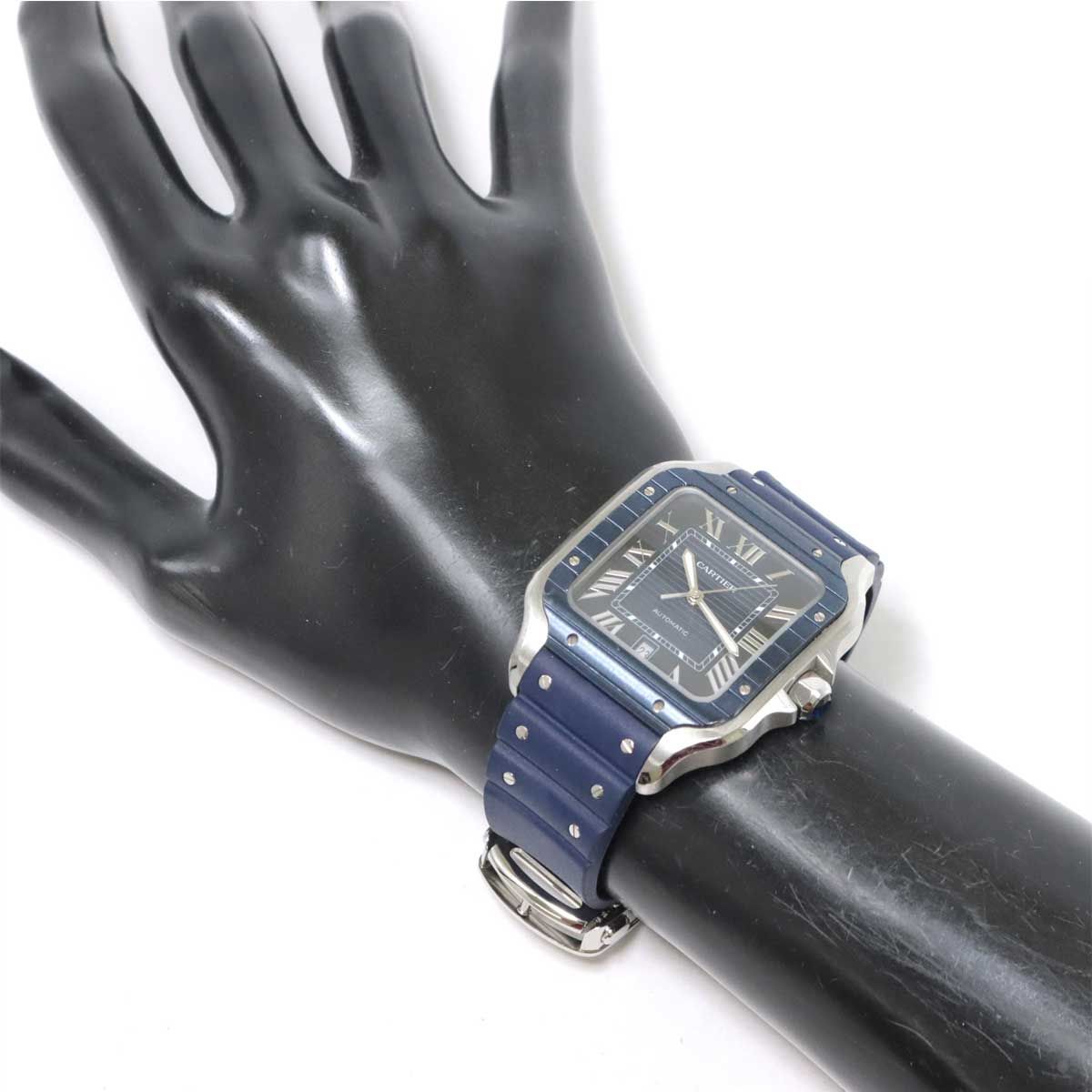 カルティエ Cartier サントスドゥカルティエLM WSSA0048 メンズ 腕時計 デイト ブルー 文字盤 自動巻き Santos de  Cartier 90180660 - メルカリ