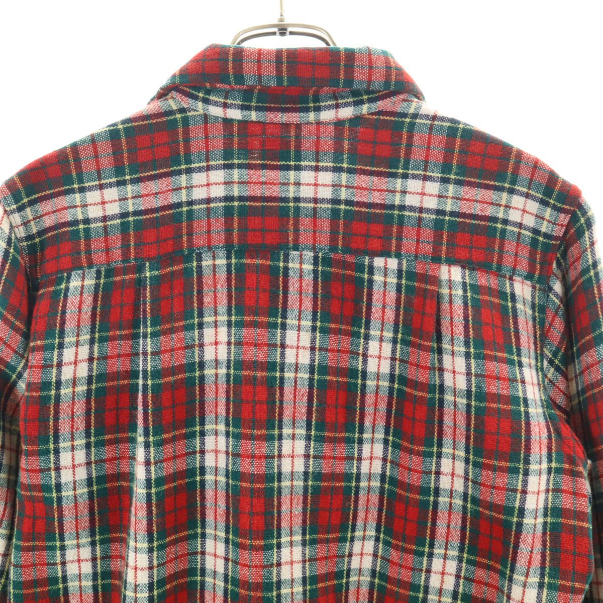 ENSENADA 50s ヴィンテージ チェック柄 長袖 ウールシャツ S レッド  