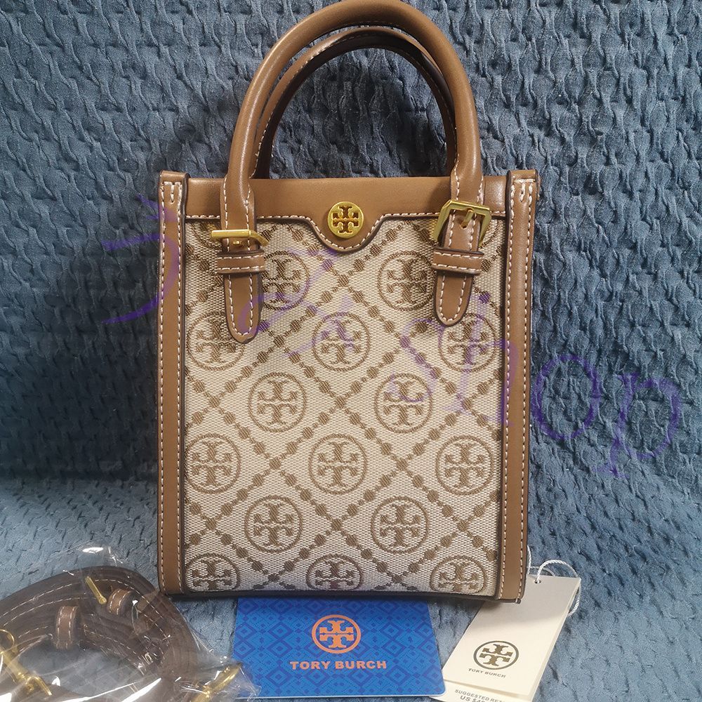 Tory Burch Tモノグラム ジャカード ミニトート ヘーゼルナッツ - メルカリ