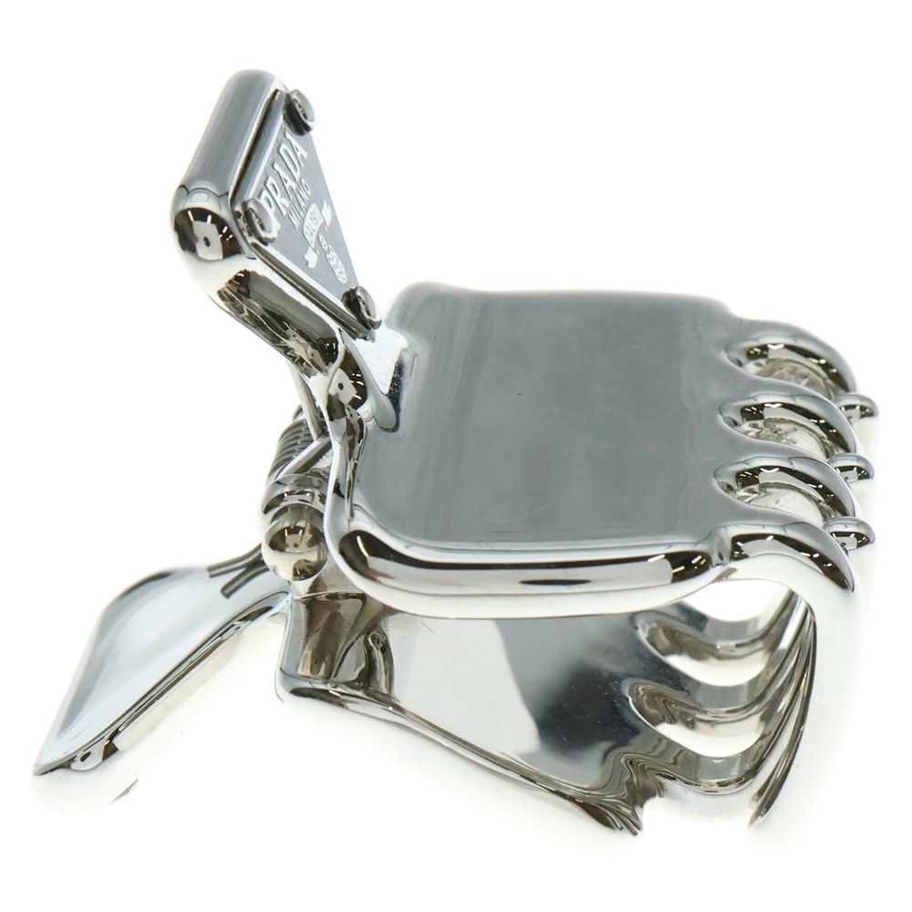 PRADA プラダ トライアングルロゴ ヘアクリップ ヘアバンド シルバー メタル 1 IF 087